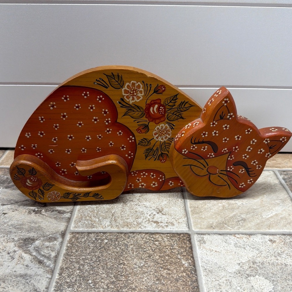 Wooden Vintage Doorstopper Cat Hand-painted Eco-friendly Cat Lovers